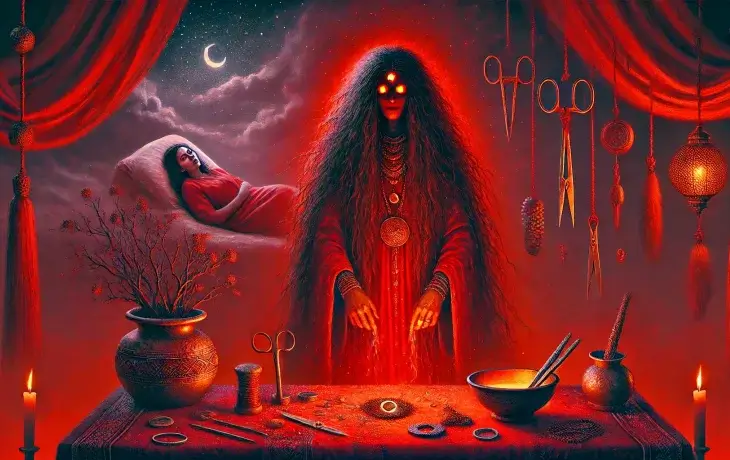 Albastı – lohusalara musallat olan kırmızı elbiseli dişi ruh, doğumun kutsallığıyla ölümün gölgesi arasındaki dengeyi simgeler